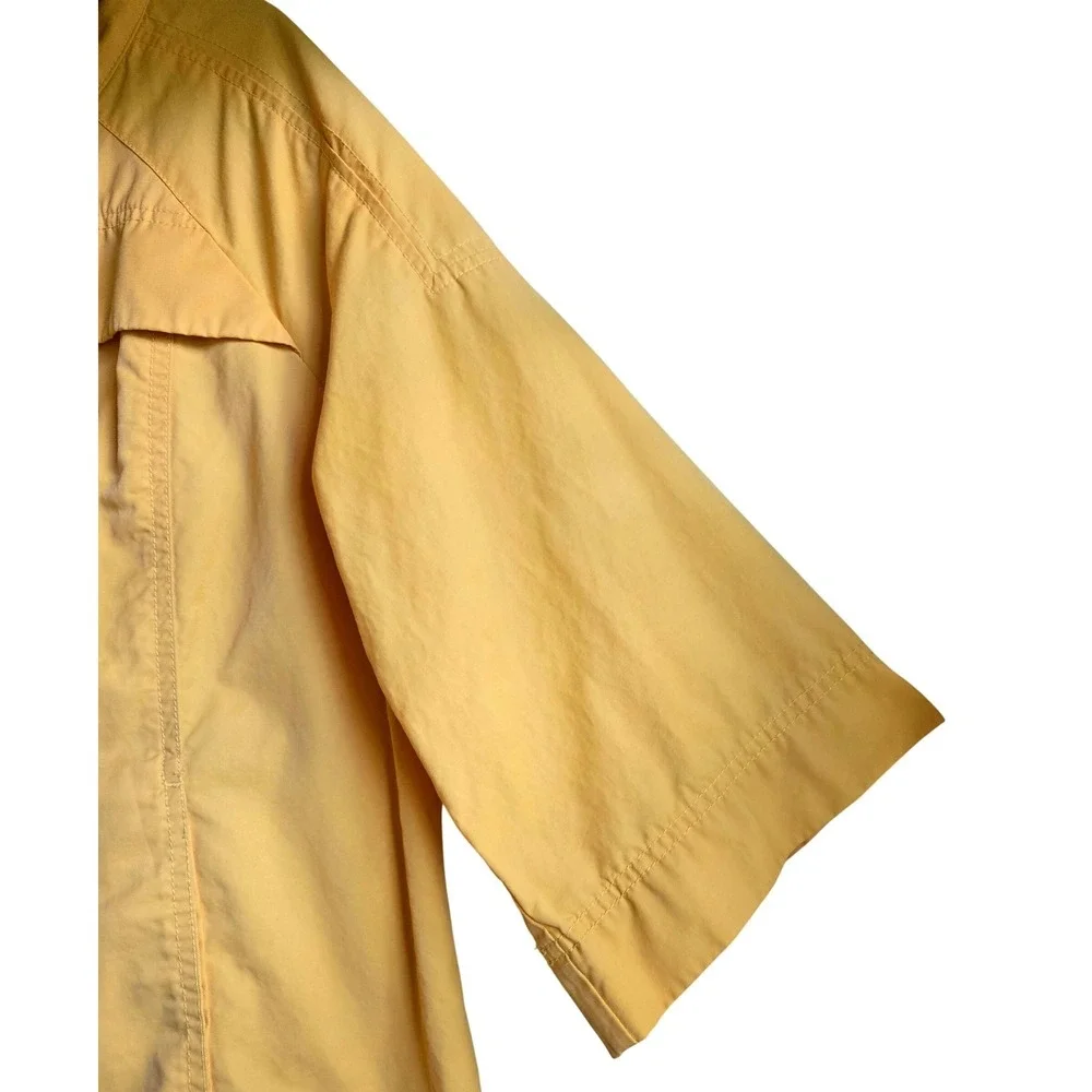 Chic‎ Yellow Funnel Neck Swing Rain Jacket, L 3/4 Sleeve Lightweight Windbreaker